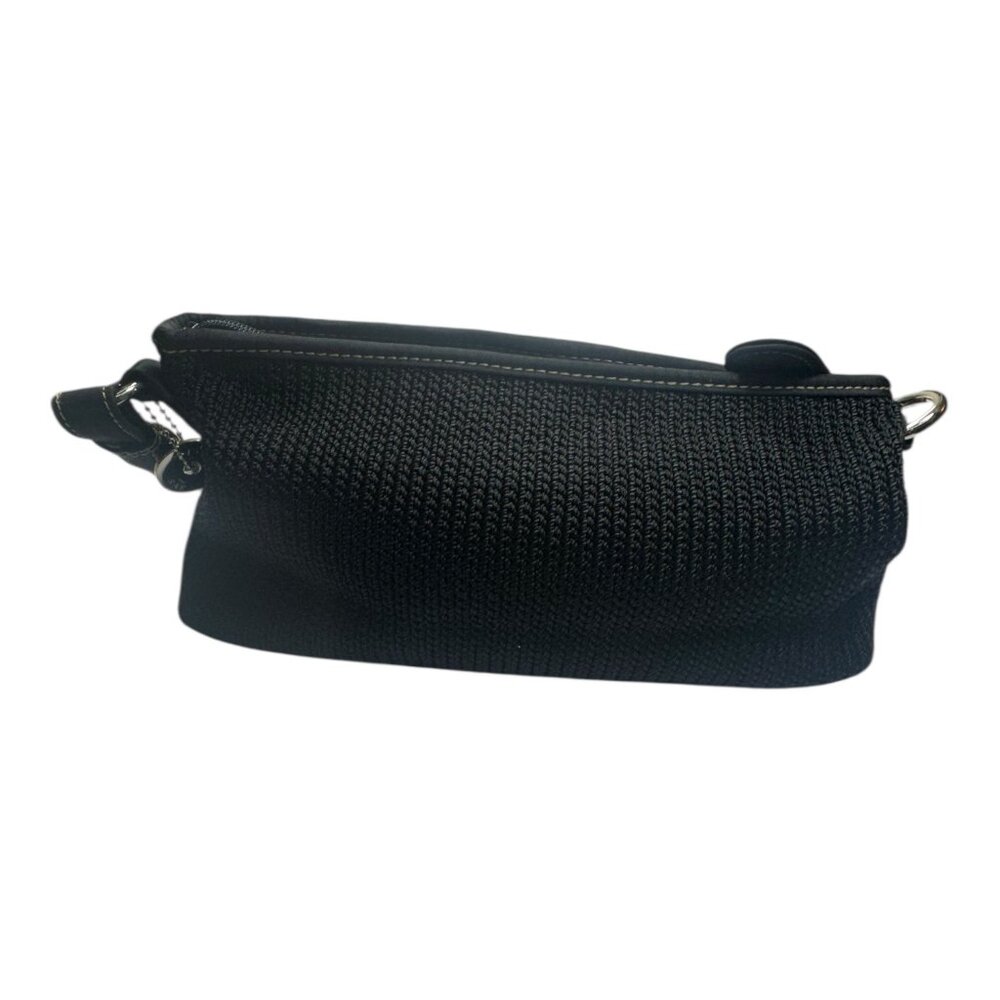 THE SAK Vintage Black Crochet Knit Small Shoulder Bag- Brown Trim 13”x6” - Picture 10 of 16